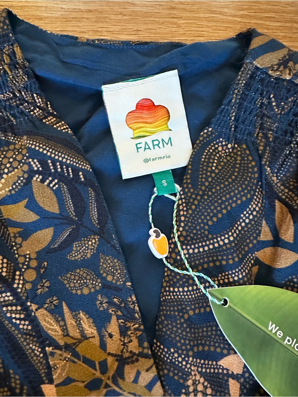 FARM Rio Navy and Gold Botanical Wrap Dress - Picture 5 of 5